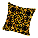 Max Gold Trimmed Square Flannel Throw Piwllow Cover 18"x18" with Zipper Style 4