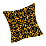 Max Gold Trimmed Square Flannel Throw Piwllow Cover 18"x18" with Zipper Style 4