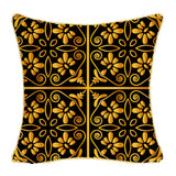 Max Gold Trimmed Square Flannel Throw Piwllow Cover 18"x18" with Zipper Style 4