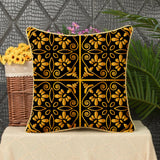 Max Gold Trimmed Square Flannel Throw Piwllow Cover 18"x18" with Zipper Style 4