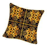 Max Gold Trimmed Square Flannel Throw Piwllow Cover 18"x18" with Zipper Style 5