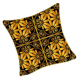 Max Gold Trimmed Square Flannel Throw Piwllow Cover 18"x18" with Zipper Style 5
