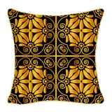 Max Gold Trimmed Square Flannel Throw Piwllow Cover 18"x18" with Zipper Style 5