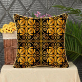 Max Gold Trimmed Square Flannel Throw Piwllow Cover 18"x18" with Zipper Style 5
