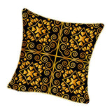 Max Gold Trimmed Square Flannel Throw Piwllow Cover 18"x18" with Zipper Style 6