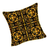 Max Gold Trimmed Square Flannel Throw Piwllow Cover 18"x18" with Zipper Style 6