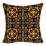 Max Gold Trimmed Square Flannel Throw Piwllow Cover 18"x18" with Zipper Style 6