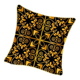Max Gold Trimmed Square Flannel Throw Piwllow Cover 18"x18" with Zipper Style 7