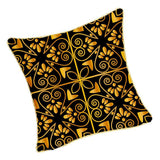 Max Gold Trimmed Square Flannel Throw Piwllow Cover 18"x18" with Zipper Style 7
