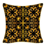 Max Gold Trimmed Square Flannel Throw Piwllow Cover 18"x18" with Zipper Style 7