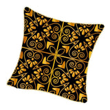 Max Gold Trimmed Square Flannel Throw Piwllow Cover 18"x18" with Zipper Style 7
