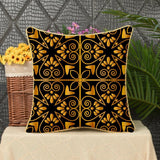 Max Gold Trimmed Square Flannel Throw Piwllow Cover 18"x18" with Zipper Style 7