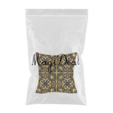 Max Gold Trimmed Square Flannel Throw Piwllow Cover 18"x18" with Zipper Style 7