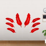 Max Feather Pattern Wall Art Stickers Mirror Decal Indoor Home Decoration Red
