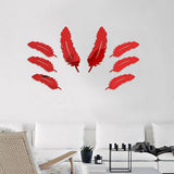 Max Feather Pattern Wall Art Stickers Mirror Decal Indoor Home Decoration Red