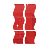 Max 6pcs Silver Wave Pattern Art Decal Mirror Style Wall Stickers Kid Room Decor Red-S