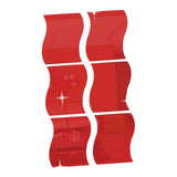 Max 6pcs Silver Wave Pattern Art Decal Mirror Style Wall Stickers Kid Room Decor Red-S