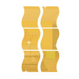 Max 6pcs Silver Wave Pattern Art Decal Mirror Style Wall Stickers Kid Room Decor Golden-M