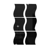 Max 6pcs Silver Wave Pattern Art Decal Mirror Style Wall Stickers Kid Room Decor Black-M