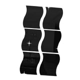 Max 6pcs Silver Wave Pattern Art Decal Mirror Style Wall Stickers Kid Room Decor Black-M