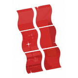 Max 6pcs Silver Wave Pattern Art Decal Mirror Style Wall Stickers Kid Room Decor Red-M