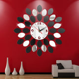 Acrylic Leaves Clock Wall Sticker Living Room TV/Sofa Background Wall Decor