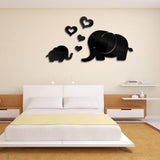 Max Mirror Wall Stickers Heart Elephants Decal DIY Home Room Decoration Black