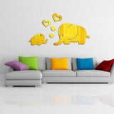 Max Mirror Wall Stickers Heart Elephants Decal DIY Home Room Decoration Golden