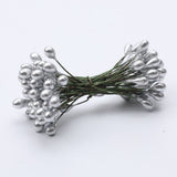 Max 200pcs Artificial Double Head Berries DIY Craft Silver
