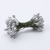 Max 200pcs Artificial Double Head Berries DIY Craft Silver