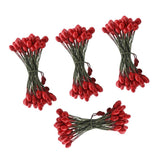 200pcs Artificial Double Head Berries DIY Craft Red