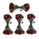 200pcs Artificial Double Head Berries DIY Craft Dark Red