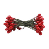 200pcs Artificial Double Head Berries DIY Craft Dark Red Golden