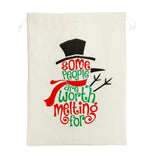 Max Christmas Theme Cloth Drawstring Gift Bags Pouches 50x70cm Letters Snowman