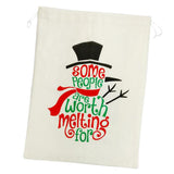 Max Christmas Theme Cloth Drawstring Gift Bags Pouches 50x70cm Letters Snowman