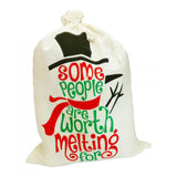Max Christmas Theme Cloth Drawstring Gift Bags Pouches 50x70cm Letters Snowman