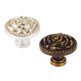 Maxbell Zinc Alloy Rose Flower Round Knobs Pull Handles with Screw Bronze