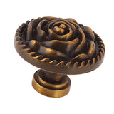 Maxbell Zinc Alloy Rose Flower Round Knobs Pull Handles with Screw Creamy Yellow