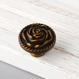 Maxbell Zinc Alloy Rose Flower Round Knobs Pull Handles with Screw Creamy Yellow