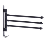 Max Bathroom Swinging Stainless Swivel Towel Rack 3 Bar Hanger Black Wall Mount