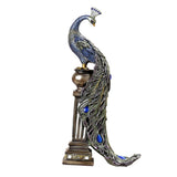 Max European Ornament Resin Sculpture Regal Peacock Perched on Urn Figurine