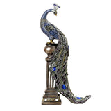 Max European Ornament Resin Sculpture Regal Peacock Perched on Urn Figurine