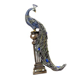 Max European Ornament Resin Sculpture Regal Peacock Perched on Urn Figurine