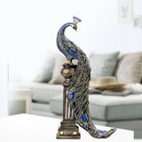 Max European Ornament Resin Sculpture Regal Peacock Perched on Urn Figurine