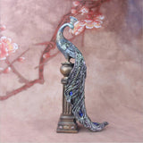 Max European Ornament Resin Sculpture Regal Peacock Perched on Urn Figurine