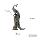 Max European Ornament Resin Sculpture Regal Peacock Perched on Urn Figurine