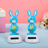 Max Solar Swing Animated Bobble Dancer Toy Table Desk Car Ornament Blue Rabbit