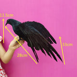 Max Lifelike Simulated Feathered Birds Crow Garden Halloween Decor Photo Props