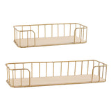 Max Golden Metal Wire Wall Mounted Storage Basket, 2 set, Large & Small