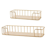 Max Golden Metal Wire Wall Mounted Storage Basket, 2 set, Large & Small